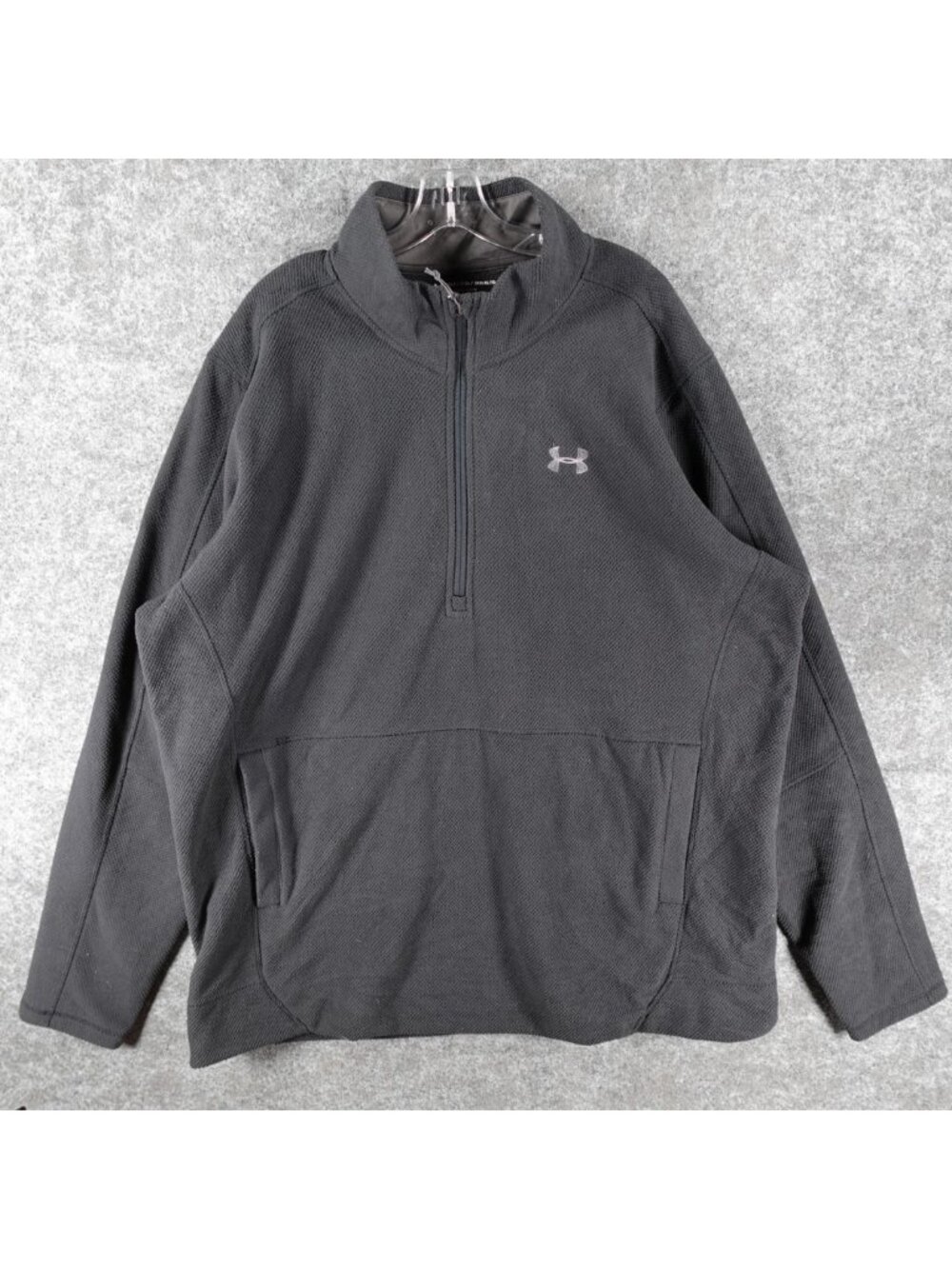 Under Aemour Loose Pullover Fleece Sweatshirt Mens 3XLT‎ Black 1/2 Zip Mock Neck